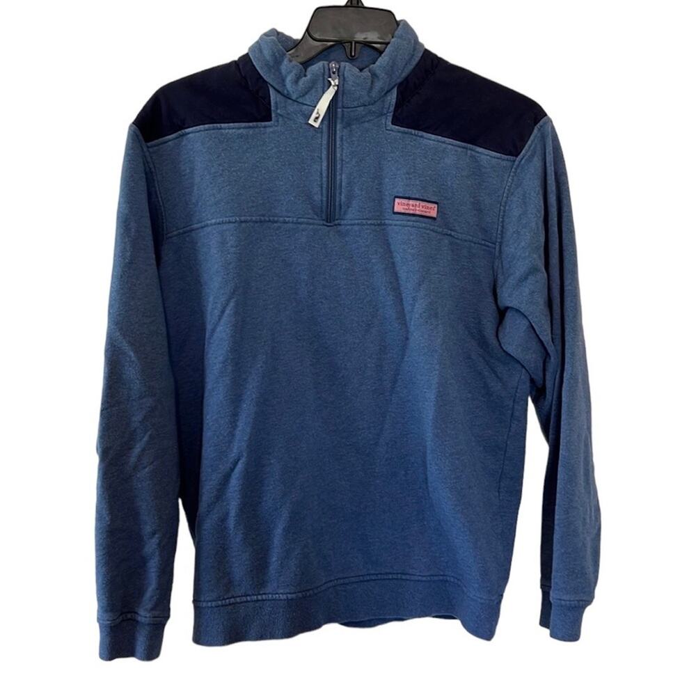 Vineyard Vines Blue Quarter Zip Up Navy Shoulder Pullover